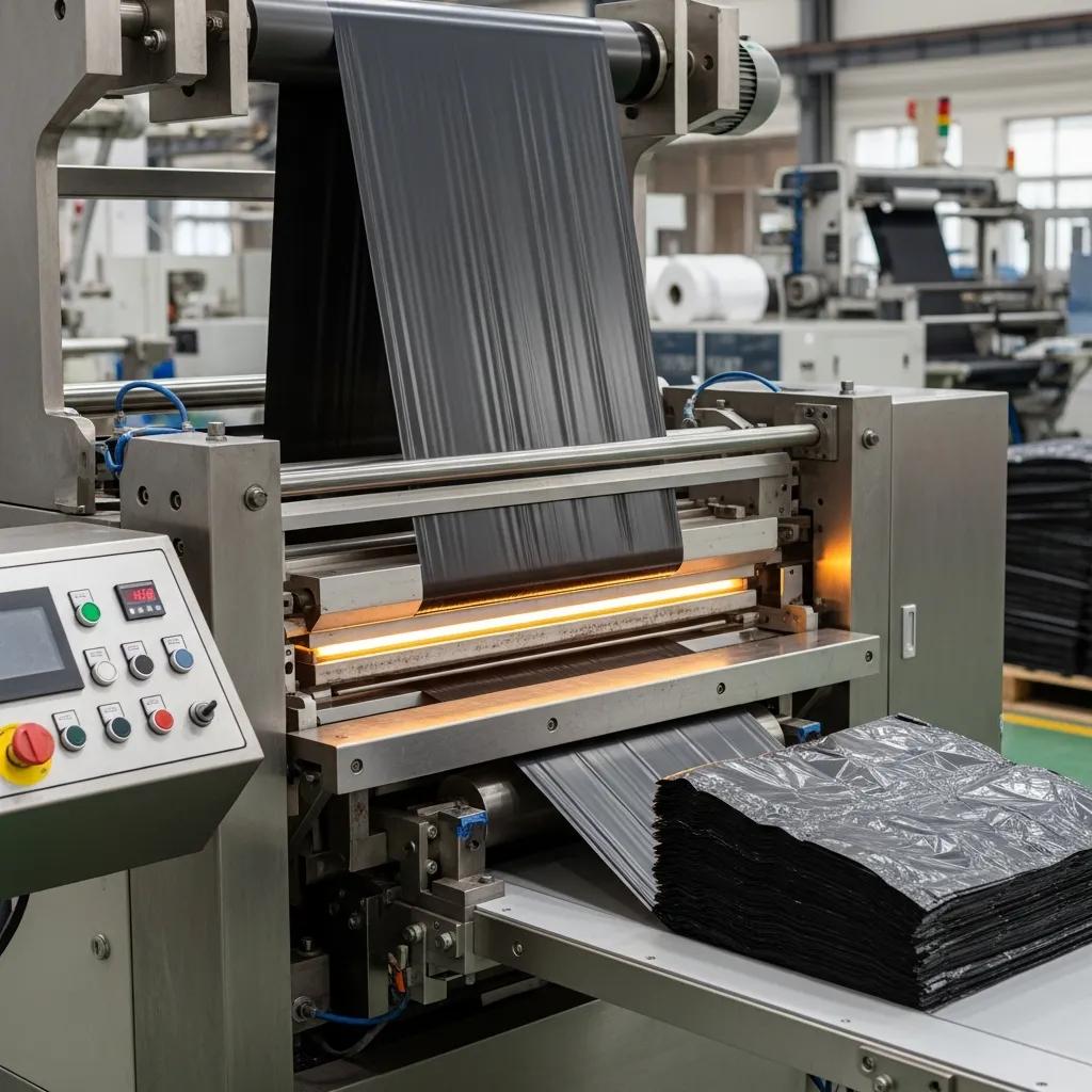 Bottom sealing machine producing heavy-duty garbage bags