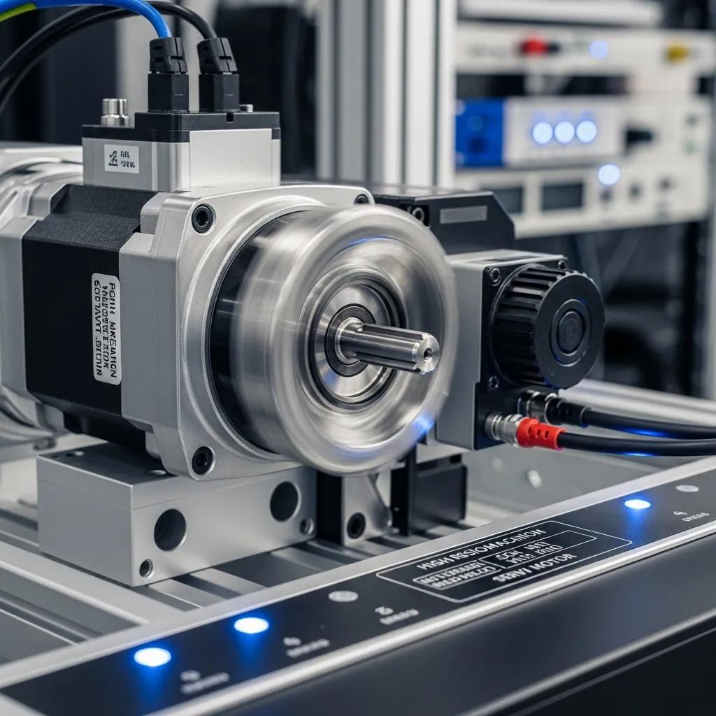 Close-up of advanced servo motor technology, highlighting precision and efficiency in bag production