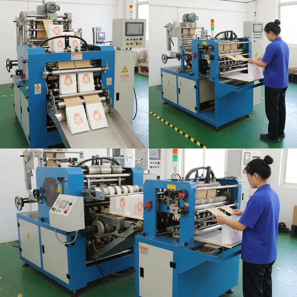 Comparison of automatic and semi-automatic paper bag making machines in a factory