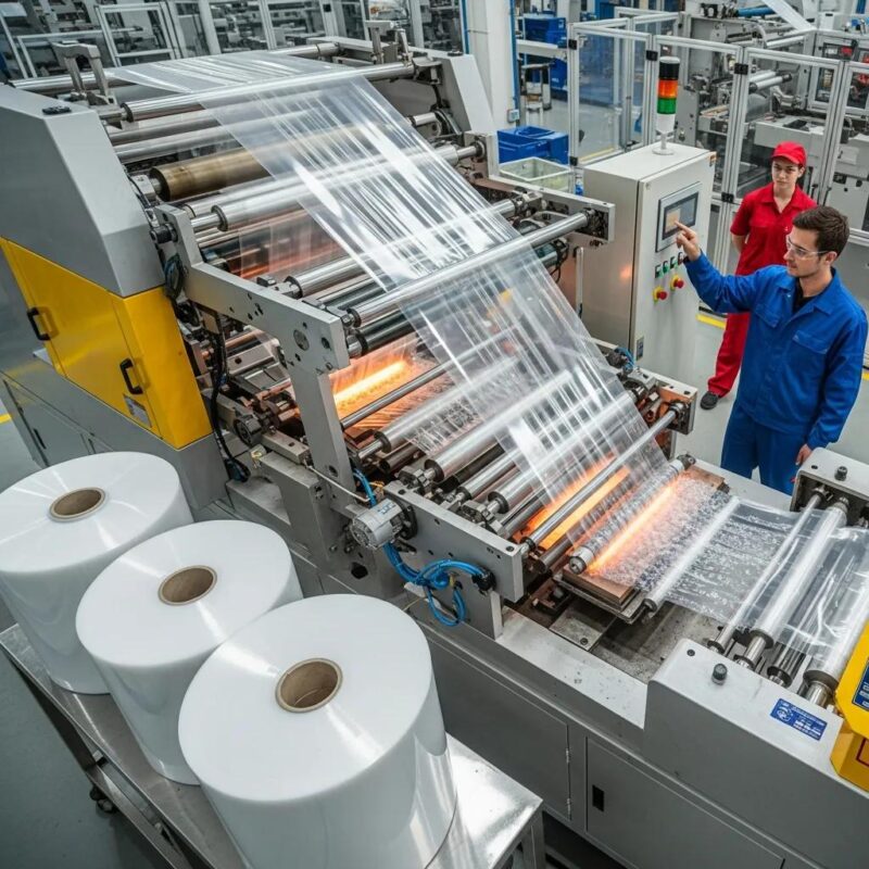 Double layer bubble film machine in a factory setting, highlighting modern production efficiency