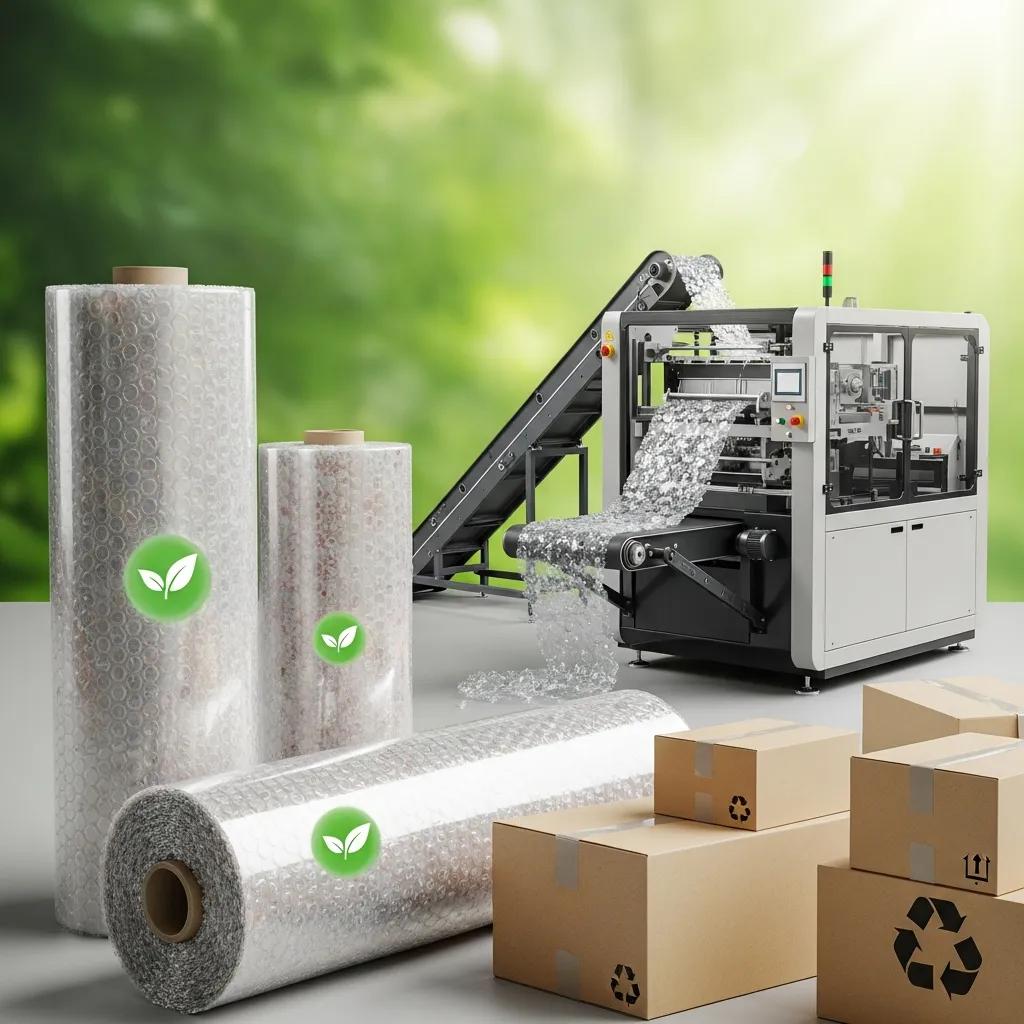 Eco-friendly bubble film solutions showcasing recycling and sustainable materials