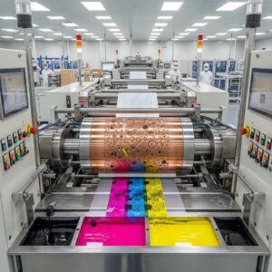 High-precision gravure printing machine demonstrating advanced printing technology in a manufacturing environment