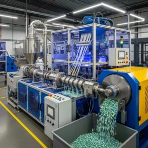 Modern plastic pelletizing machine processing waste into uniform pellets