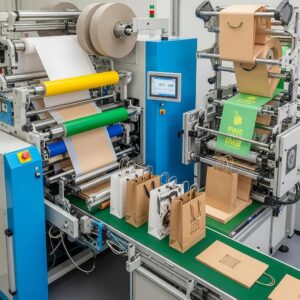 Modern shopping bag making machine producing automatic and biodegradable bags