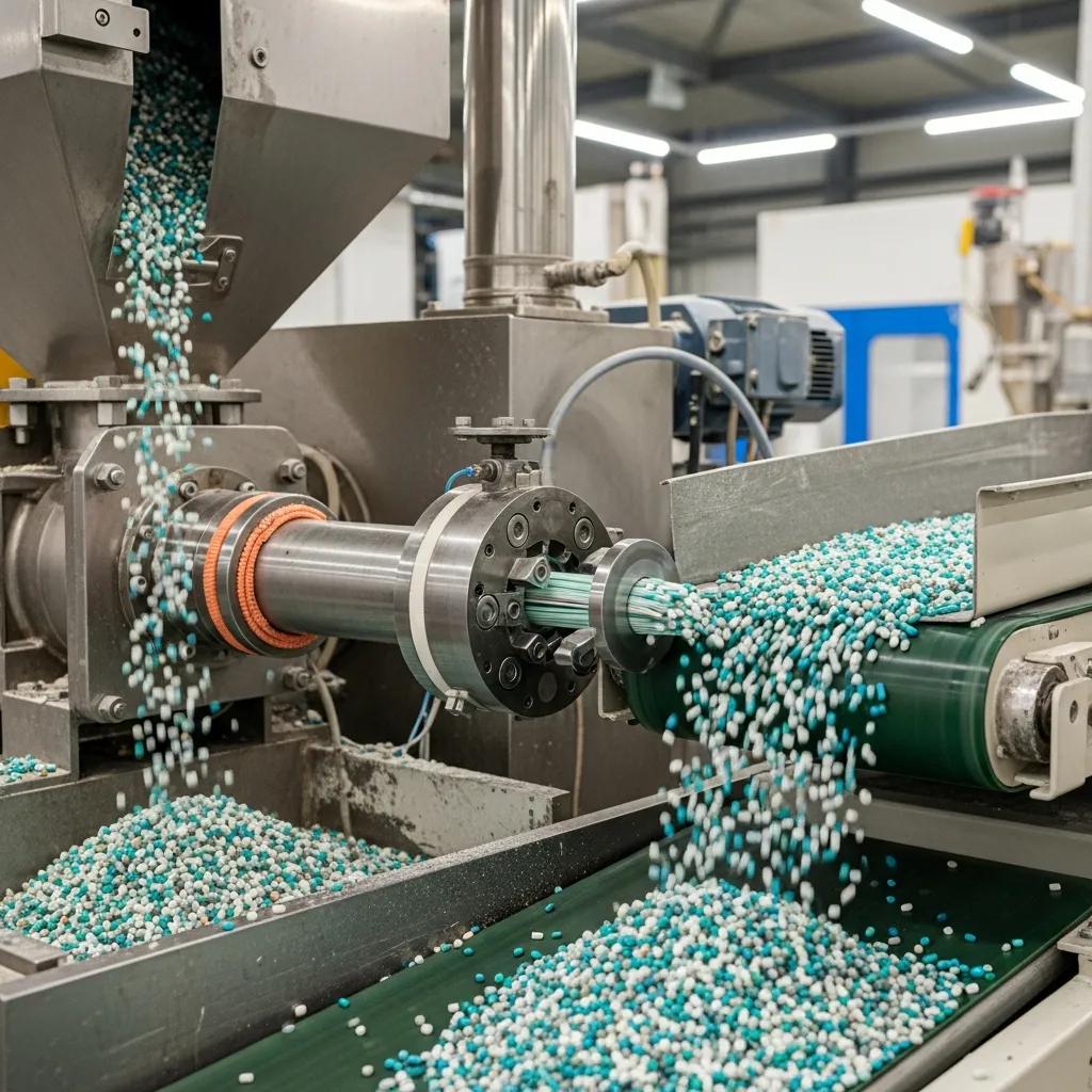 Plastic pelletizing machine producing uniform pellets from recycled plastic