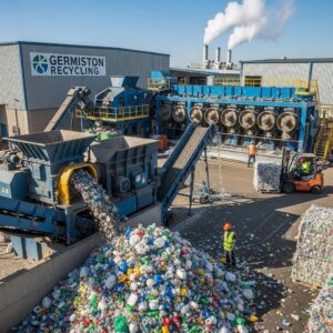 Modern plastic recycling facility in Germiston with machines processing plastic waste